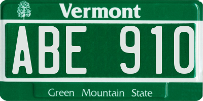 VT license plate ABE910