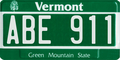 VT license plate ABE911