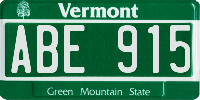 VT license plate ABE915