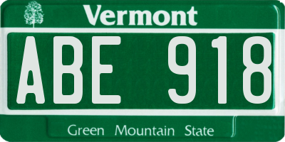 VT license plate ABE918