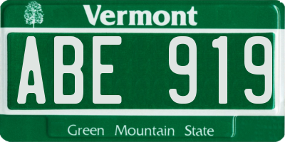 VT license plate ABE919