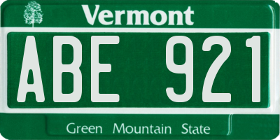 VT license plate ABE921