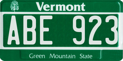 VT license plate ABE923