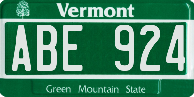 VT license plate ABE924