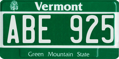 VT license plate ABE925