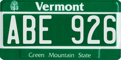 VT license plate ABE926