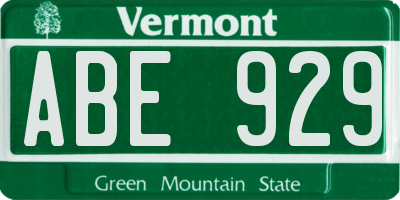 VT license plate ABE929