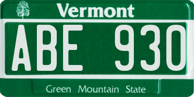 VT license plate ABE930