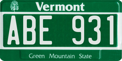 VT license plate ABE931