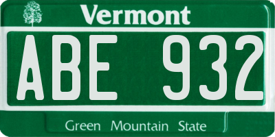 VT license plate ABE932