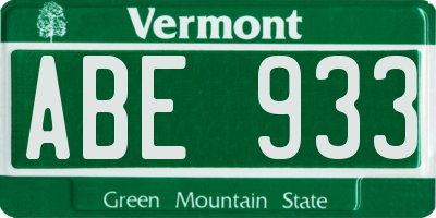 VT license plate ABE933