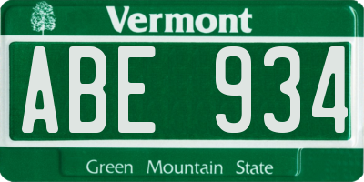 VT license plate ABE934