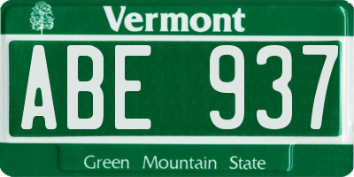 VT license plate ABE937