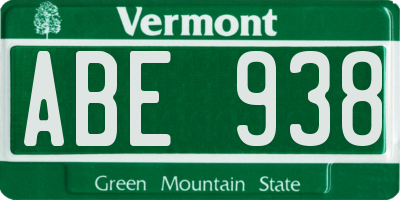 VT license plate ABE938