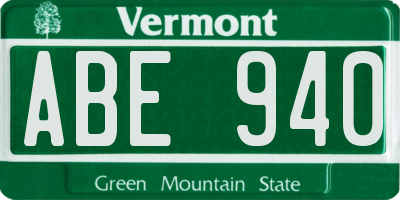 VT license plate ABE940