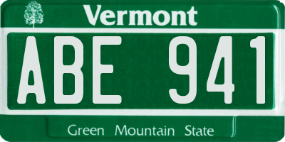 VT license plate ABE941