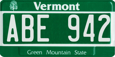 VT license plate ABE942