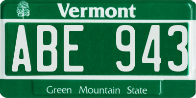 VT license plate ABE943