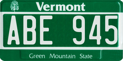 VT license plate ABE945