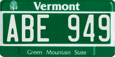 VT license plate ABE949