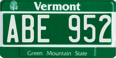 VT license plate ABE952