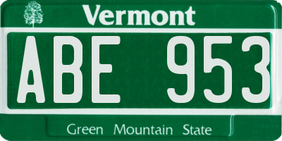 VT license plate ABE953