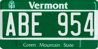 VT license plate ABE954