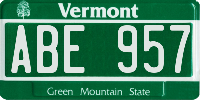 VT license plate ABE957