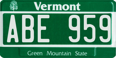 VT license plate ABE959