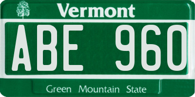 VT license plate ABE960