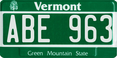 VT license plate ABE963