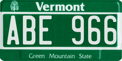 VT license plate ABE966