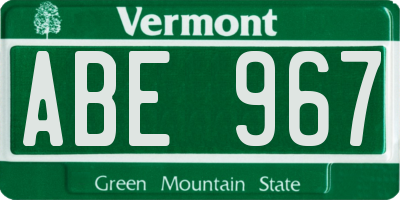 VT license plate ABE967