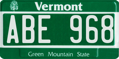 VT license plate ABE968