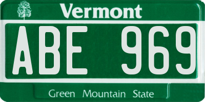 VT license plate ABE969