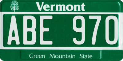 VT license plate ABE970