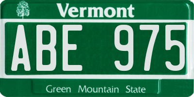 VT license plate ABE975