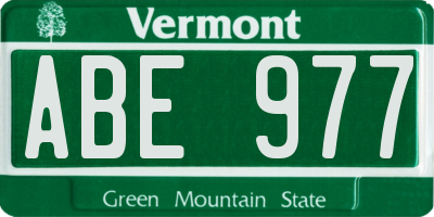 VT license plate ABE977