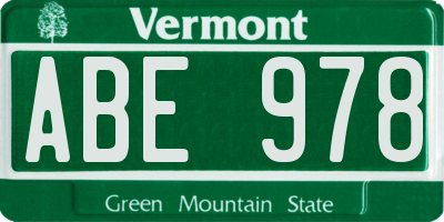 VT license plate ABE978