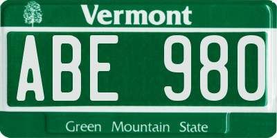 VT license plate ABE980