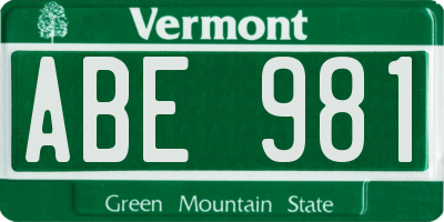 VT license plate ABE981