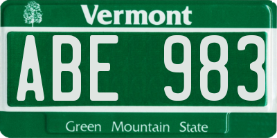 VT license plate ABE983