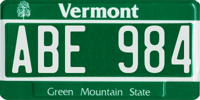 VT license plate ABE984