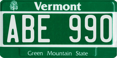 VT license plate ABE990