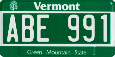 VT license plate ABE991