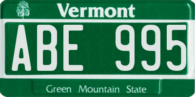 VT license plate ABE995