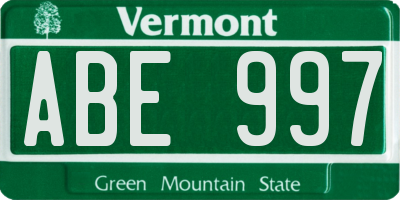 VT license plate ABE997