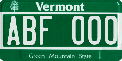 VT license plate ABF000