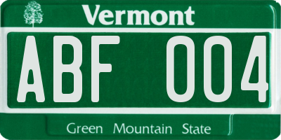 VT license plate ABF004