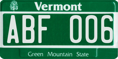 VT license plate ABF006